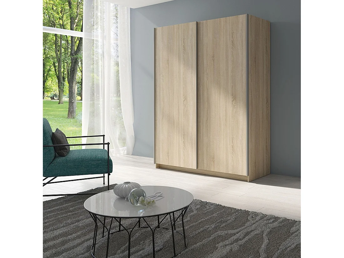 Schwebetürenschrank 2 Türen - Kollektion GOZU - Farbe Sonoma-Eiche - 180 x 198 x 62 cm