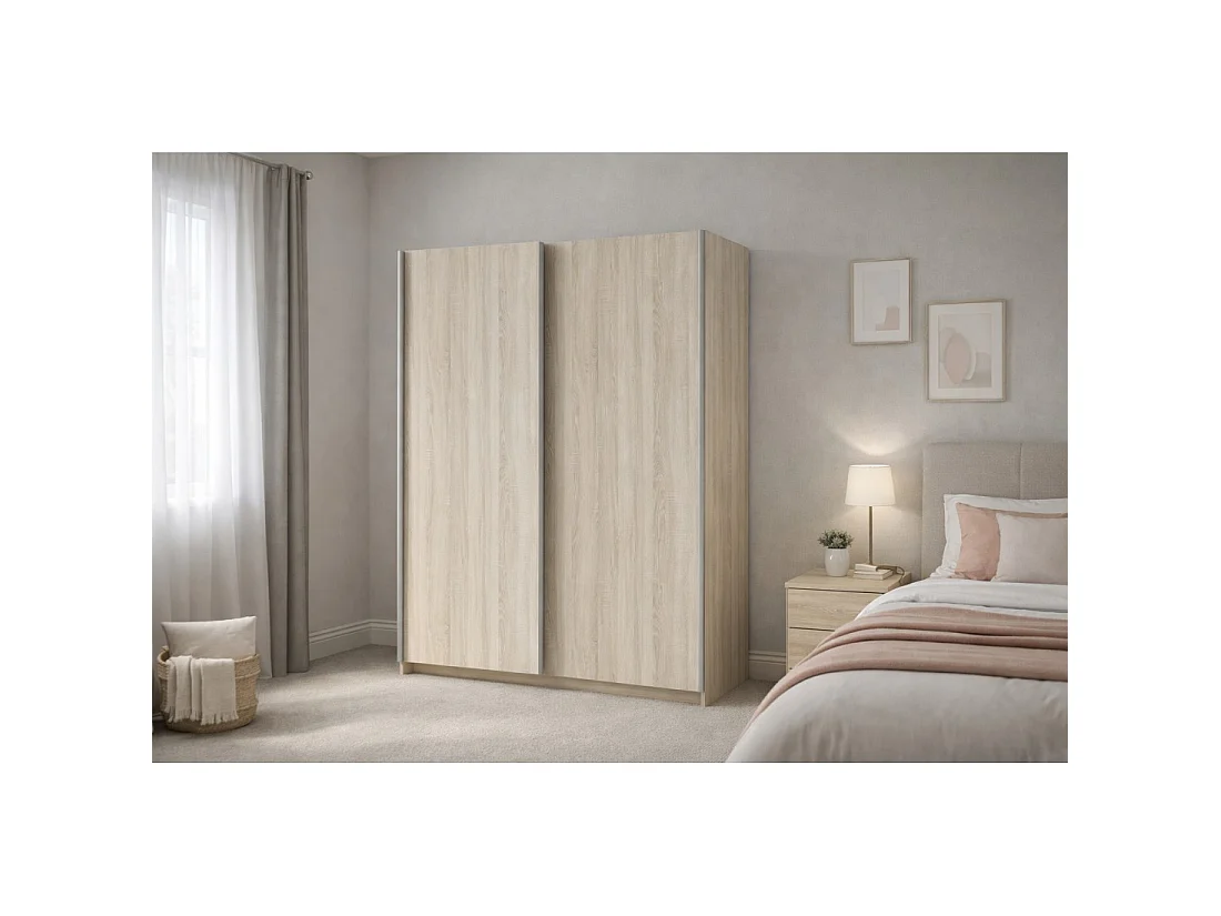 Armadio a 2 porte scorrevoli - Collezione GOZU - Colore quercia sonoma - 180 x 198 x 62 cm