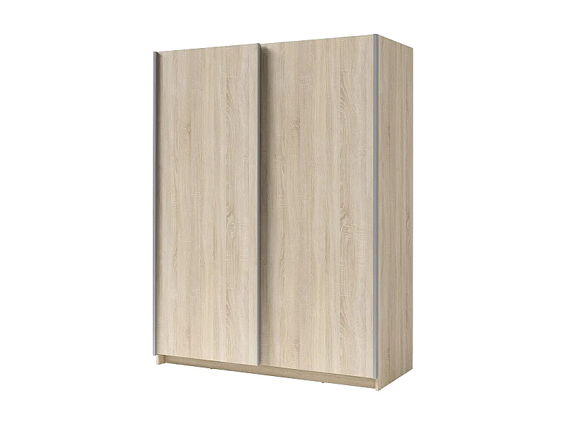 Armoire 2 portes coulissantes - Collection GOZU - Coloris chêne sonoma - 180 x 198 x 62 cm