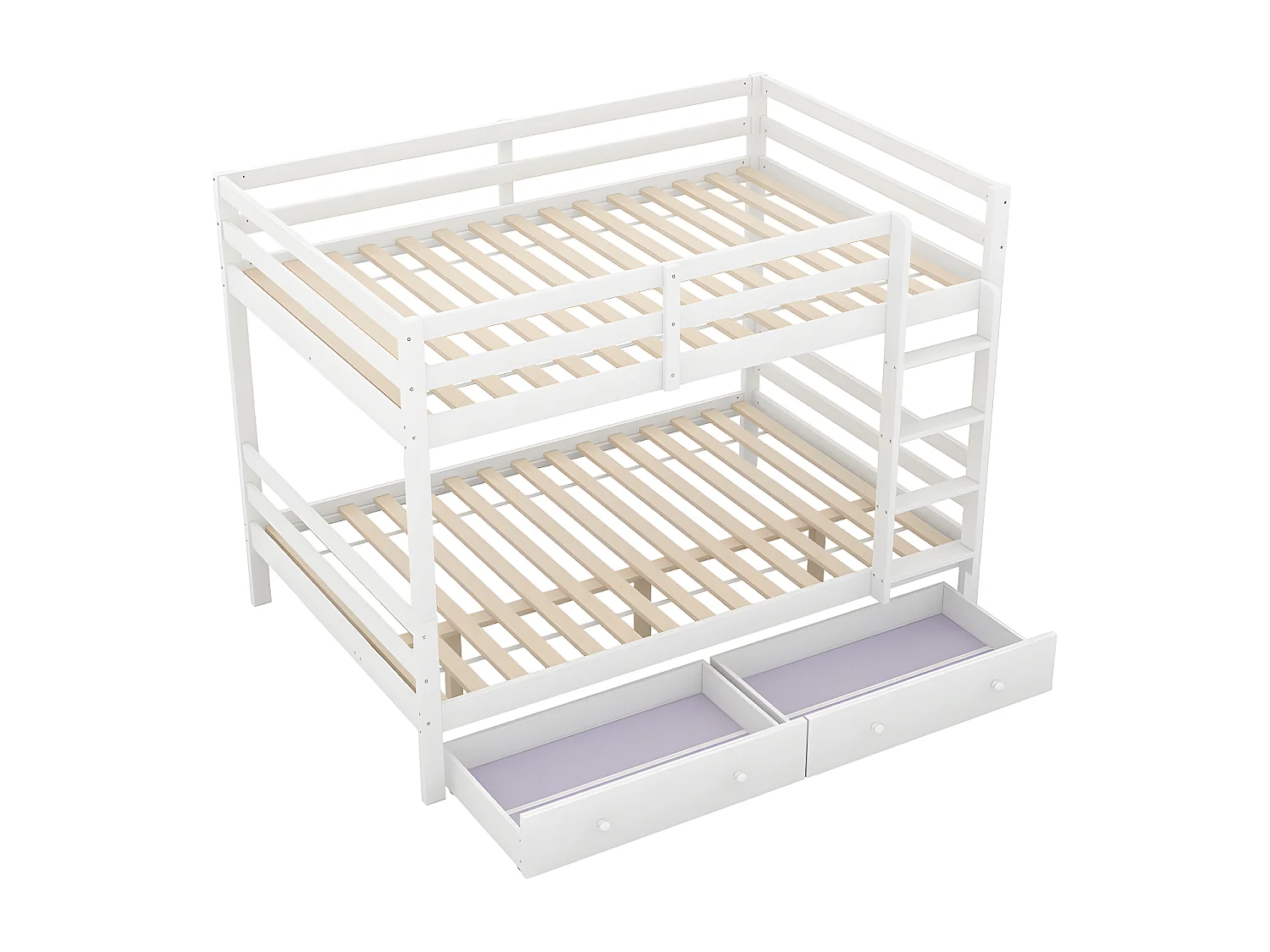 Houten stapelbed met lades en ladder - 140x200cm - Wit