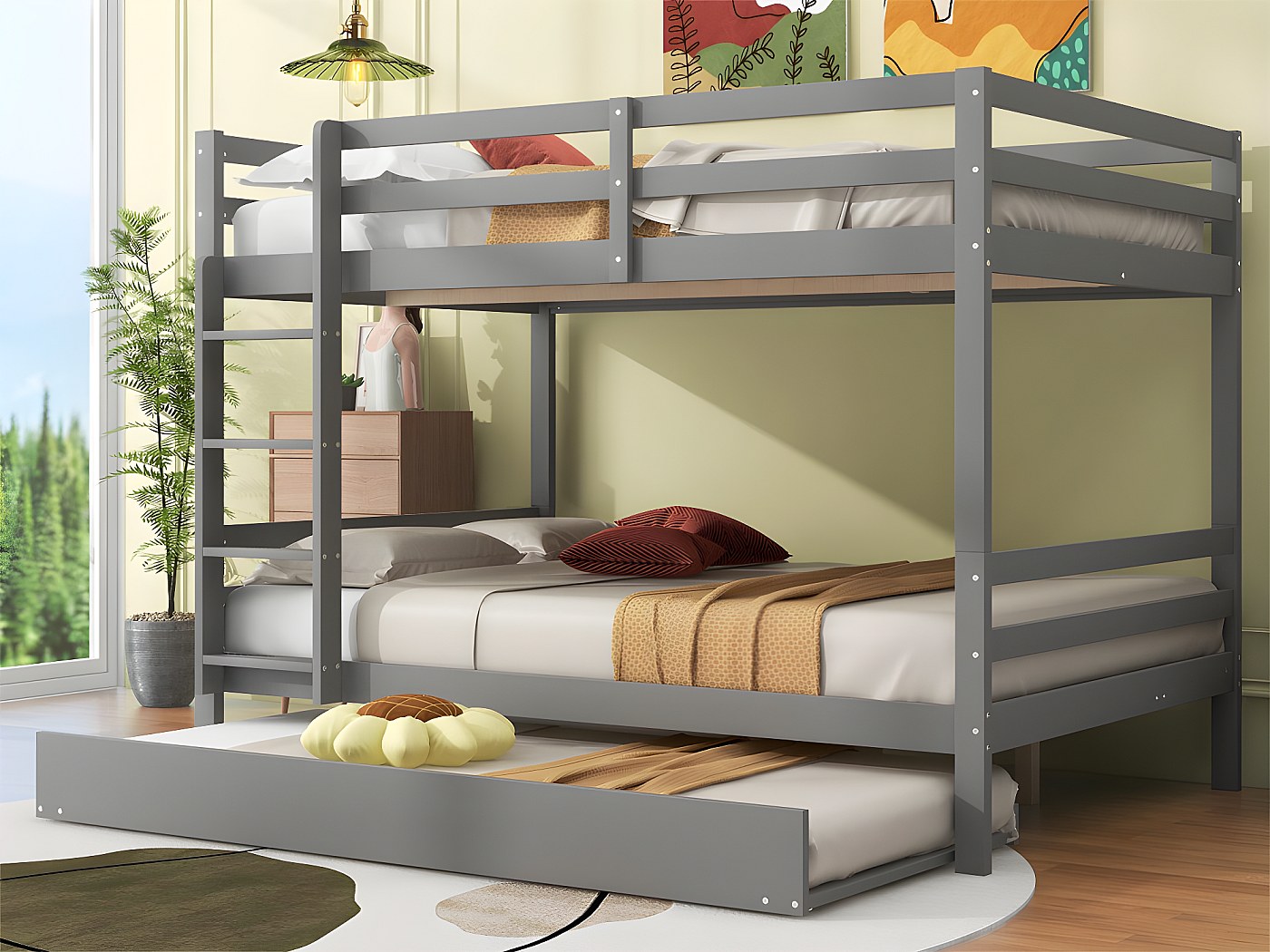 KecDuey Stapelbed met opbergtrap en glijbaan, huisbed, kinderbed met leuning, geschikt voor kinderen, jongeren, 90 x 200 cm, wit