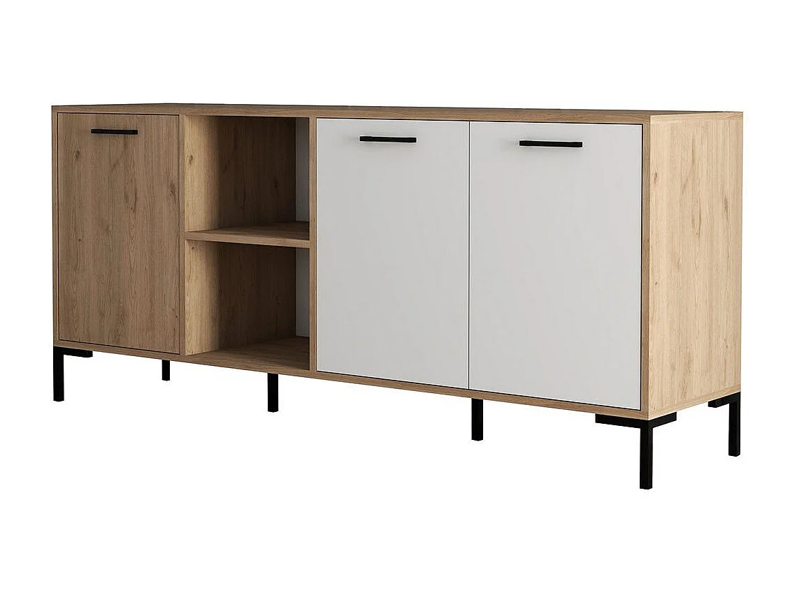 Aparador – 180 x 80 x 45 cm – Carvalho e Branco – Painel de Partículas revestido a Melamina