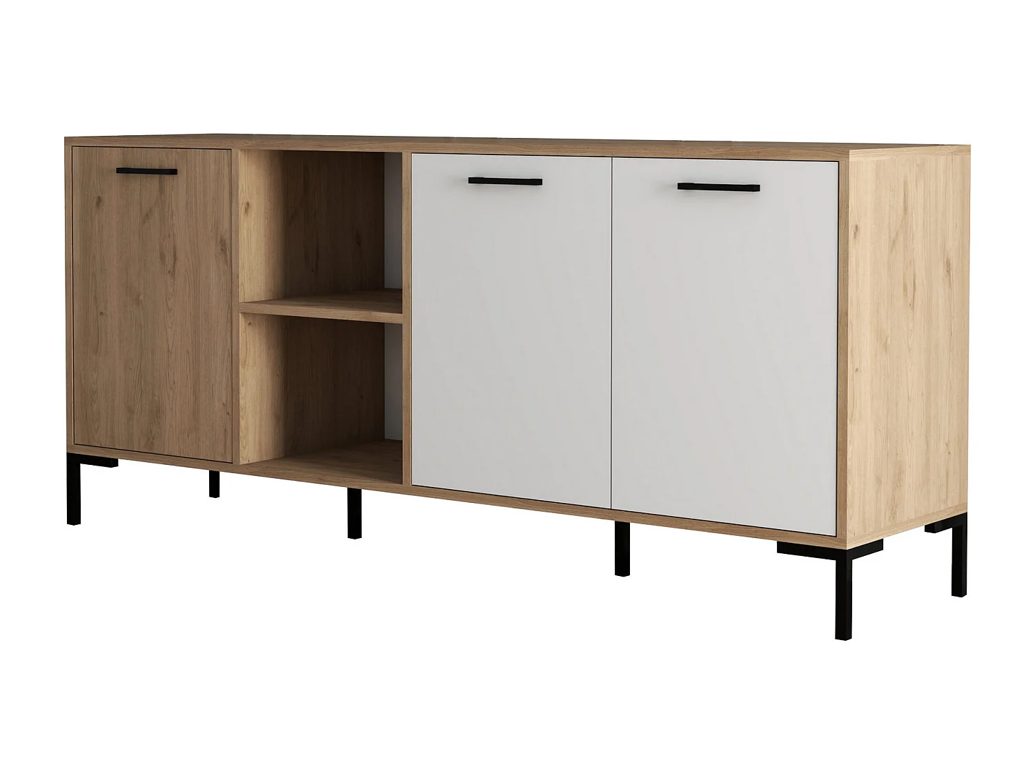 Aparador – 180 x 80 x 45 cm – Carvalho e Branco – Painel de Partículas revestido a Melamina