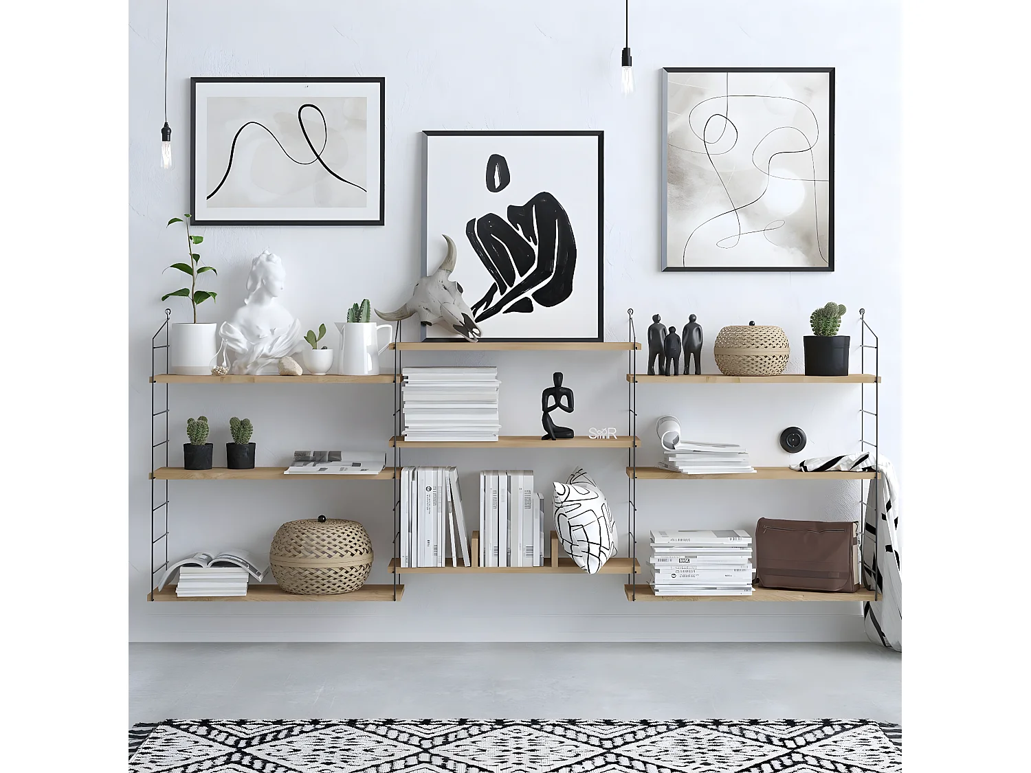 Estante de partículas revestida a melamina – 85 cm L x 216 cm A x 20 cm P – carvalho