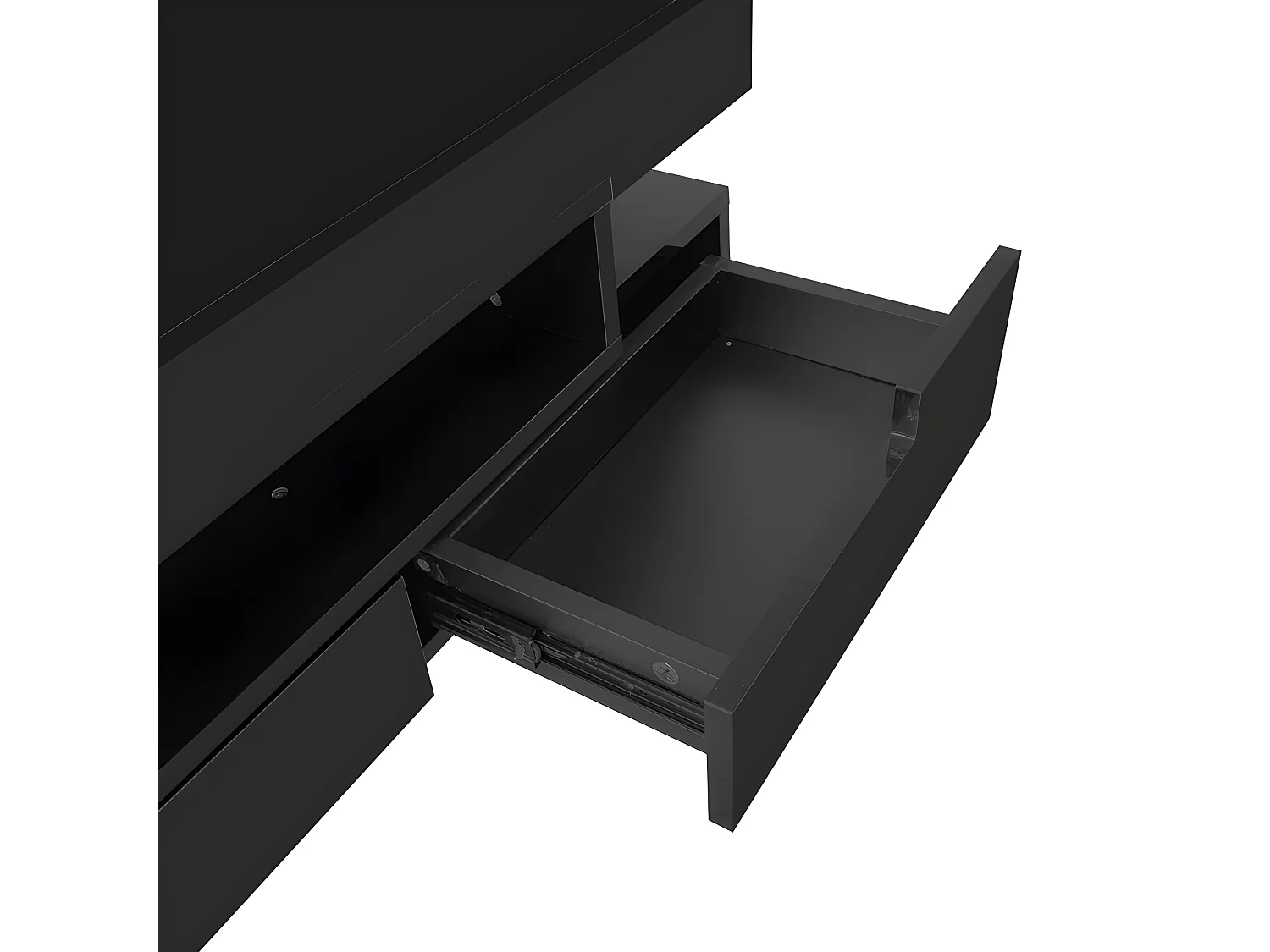 Table basse avec LED - finition brillante - 4 tiroirs avant et arrière - Noir