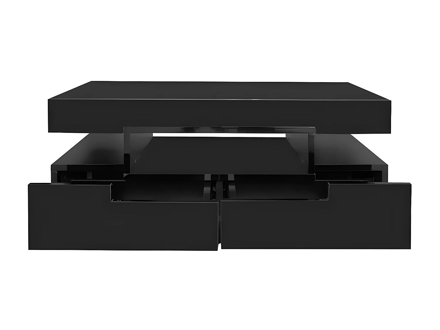 Table basse avec LED - finition brillante - 4 tiroirs avant et arrière - Noir