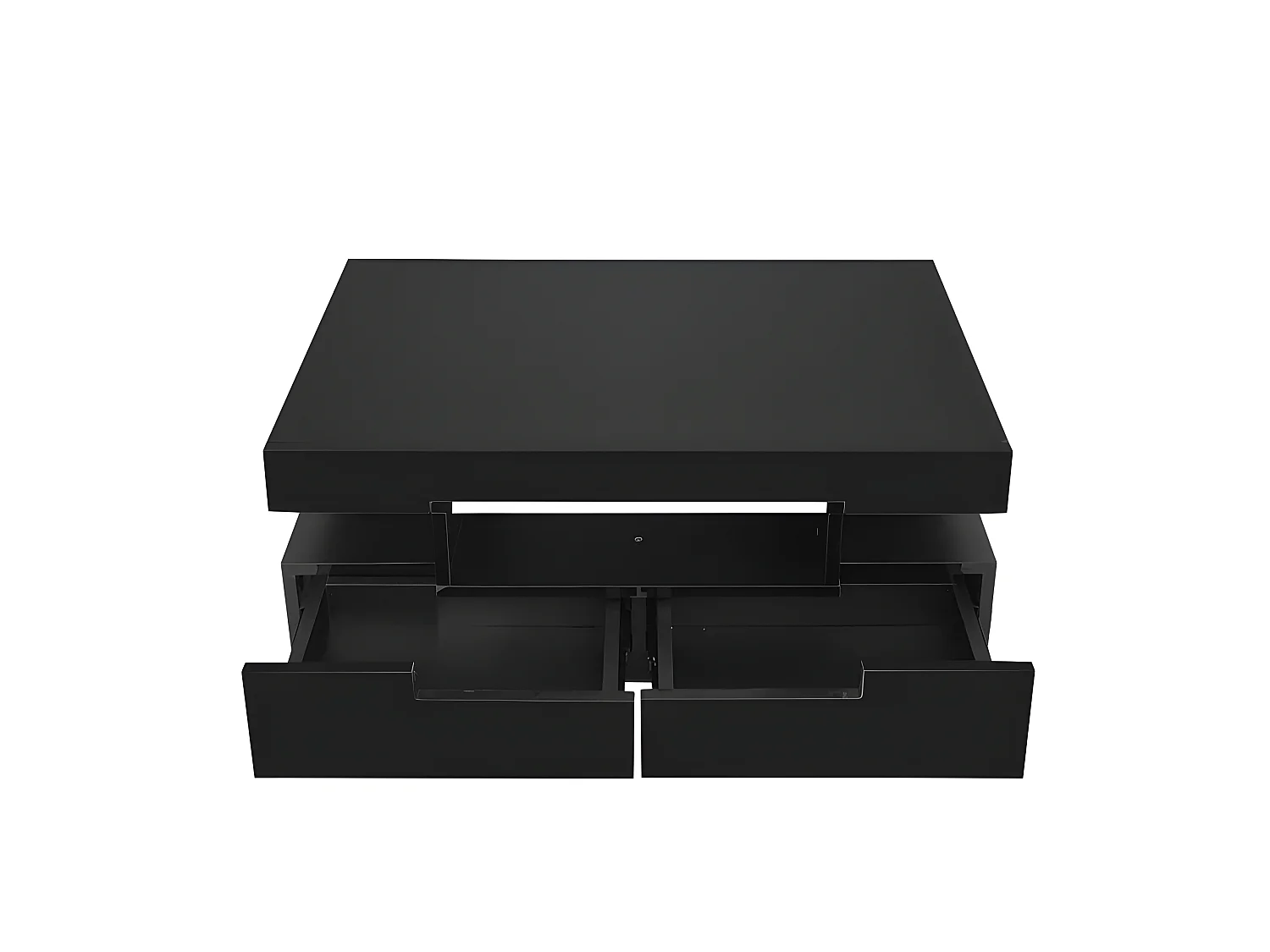 Table basse avec LED - finition brillante - 4 tiroirs avant et arrière - Noir