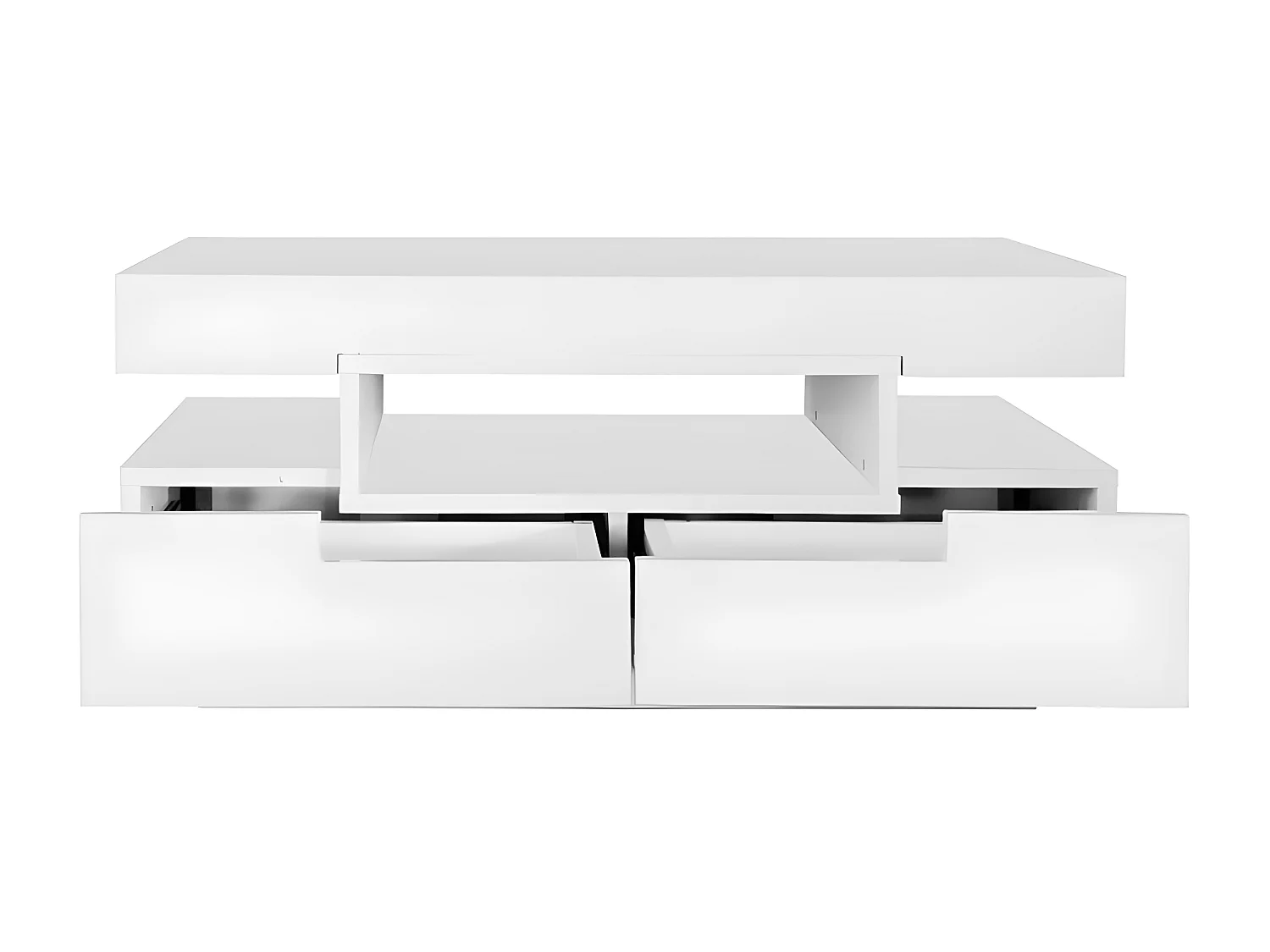 Mesa de centro con LED - acabado brillante - 4 cajones delanteros y traseros - Blanco