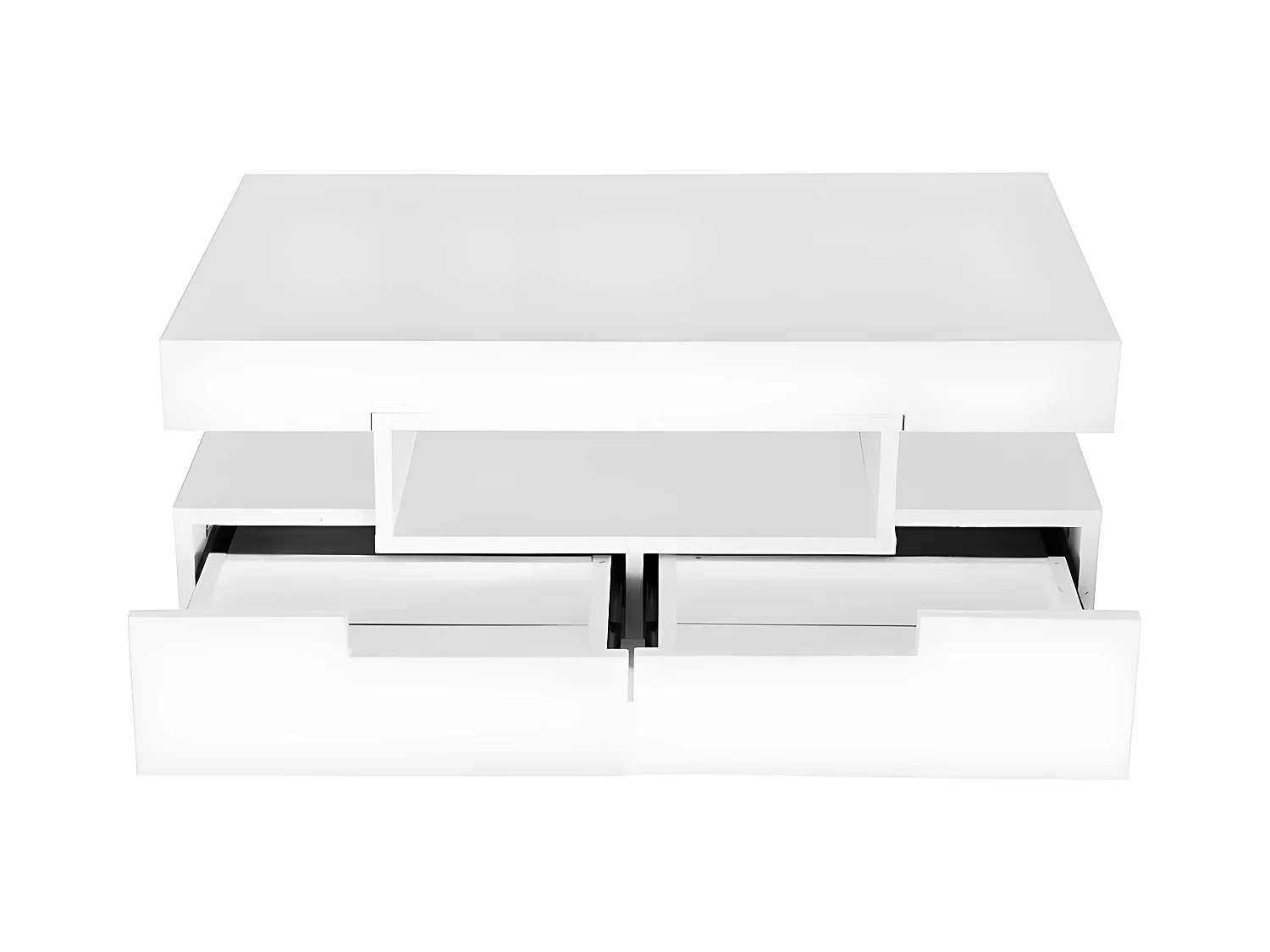 Mesa de centro con LED - acabado brillante - 4 cajones delanteros y traseros - Blanco