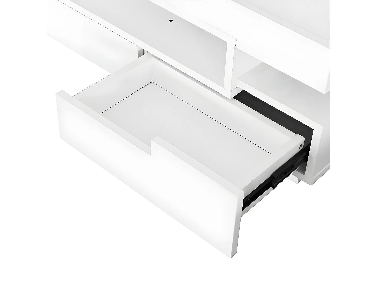 Table basse avec LED - finition brillante - 4 tiroirs avant et arrière - Blanc