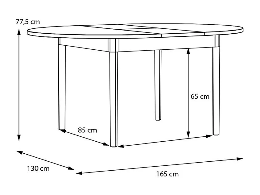 Table extensible L. 130/165 cm décor chêne pieds en bois - VIVIAN