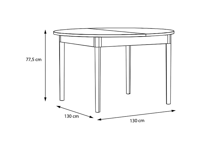 Table extensible L. 130/165 cm décor chêne pieds en bois - VIVIAN
