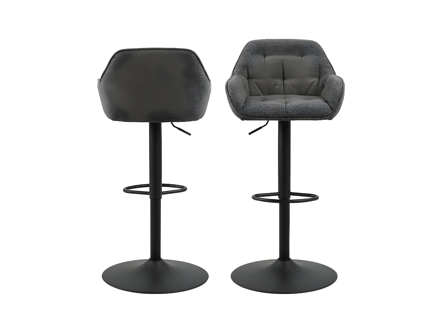 Capito - Lot de 2 tabourets de bar réglables en tissu et métal H63-84cm - Gris