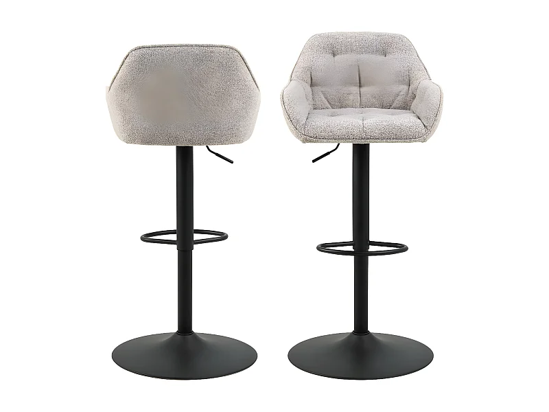 Capito - Lot de 2 tabourets de bar réglables en tissu et métal H63-84cm - Beige