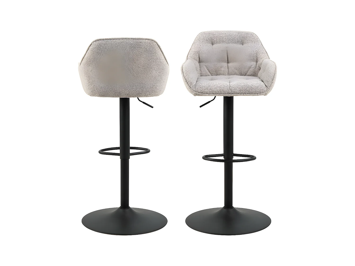 Capito - Lot de 2 tabourets de bar réglables en tissu et métal H63-84cm - Beige
