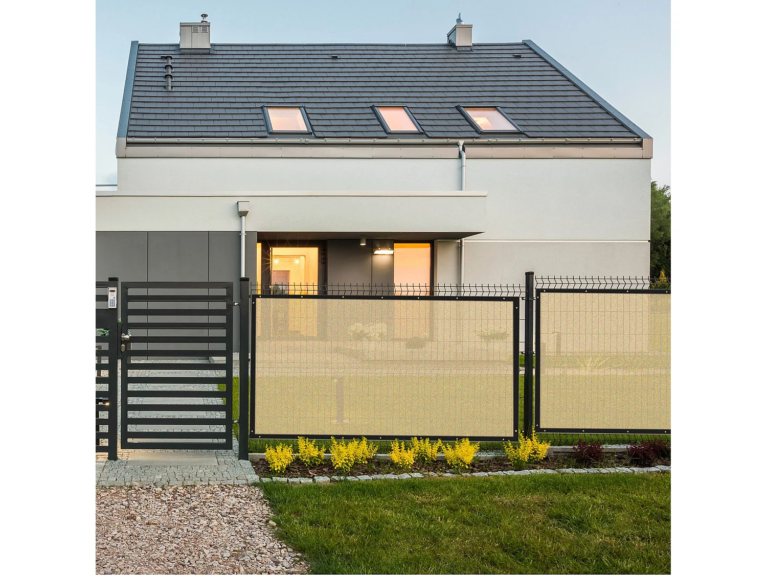 Pare-vent Celtis 200x10000 Polyéthylène Hdpe Aluminium Beige Noir