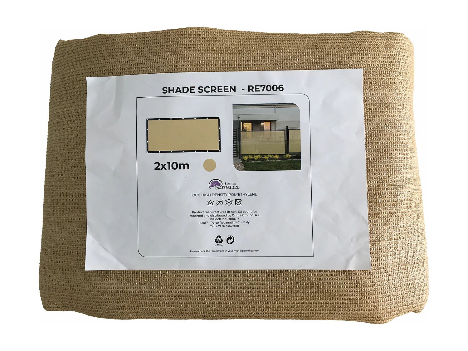 Telo Frangivista Rebecca Mobili Celtis 200x10000 Polietilene Hdpe Alluminio Beige Nero