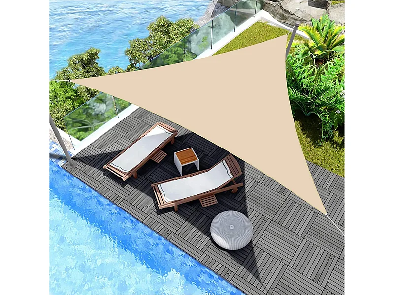 Tenda a Vela Rebecca Mobili Gulab 360x360x360 Poliestere Impermeabile Acciaio Bianco Crema