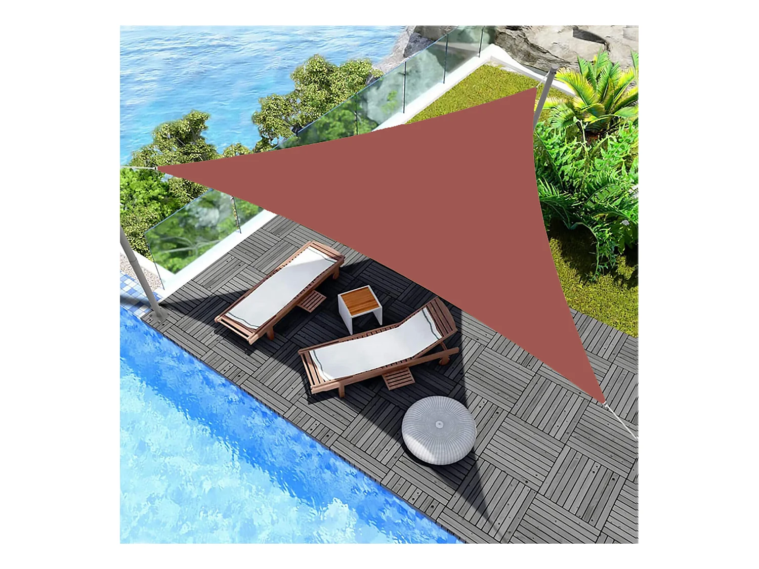 Voile d'ombrage Nanten 360x360x360 Polyester Imperméable Acier Rouge