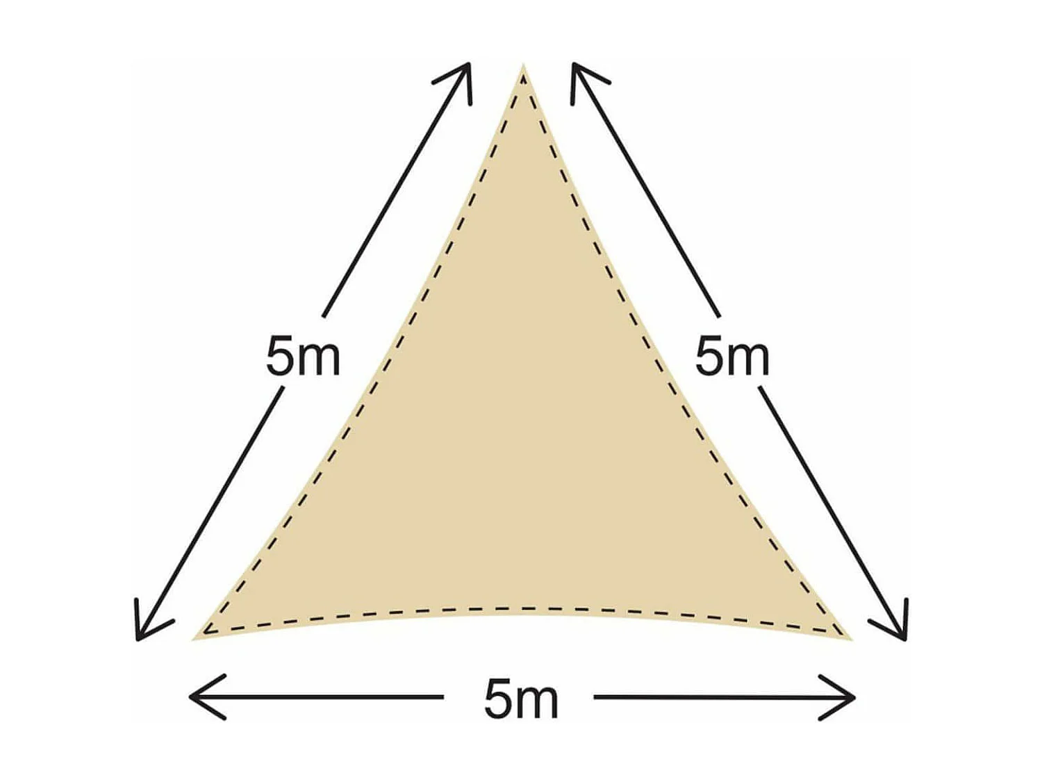 Voile d'ombrage Kola 500x500x500 Polyester Imperméable Acier Blanc Crème