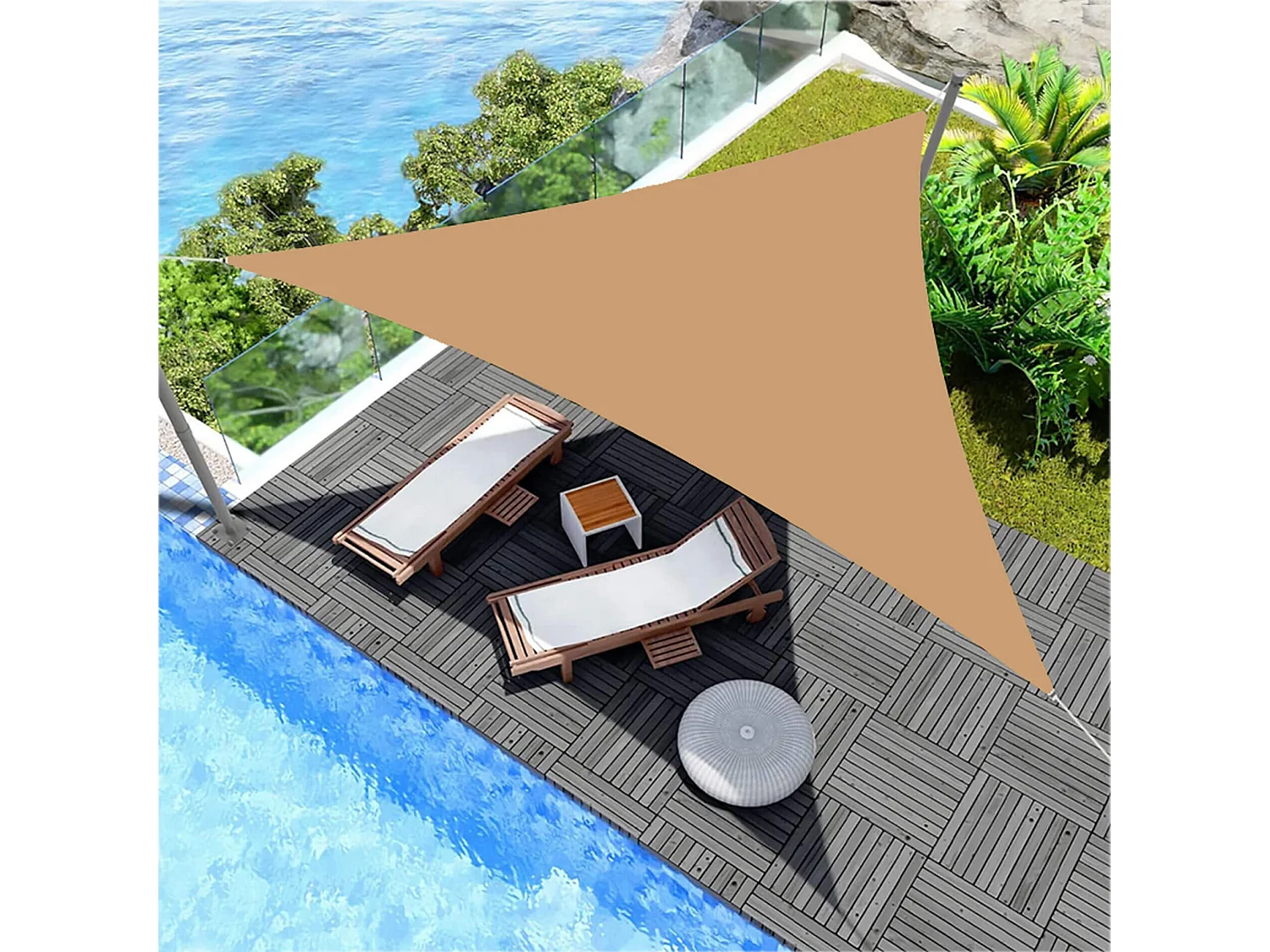 Toldo Vela Inga 500x500x500 Poliéster Impermeável Aço Bege Escuro