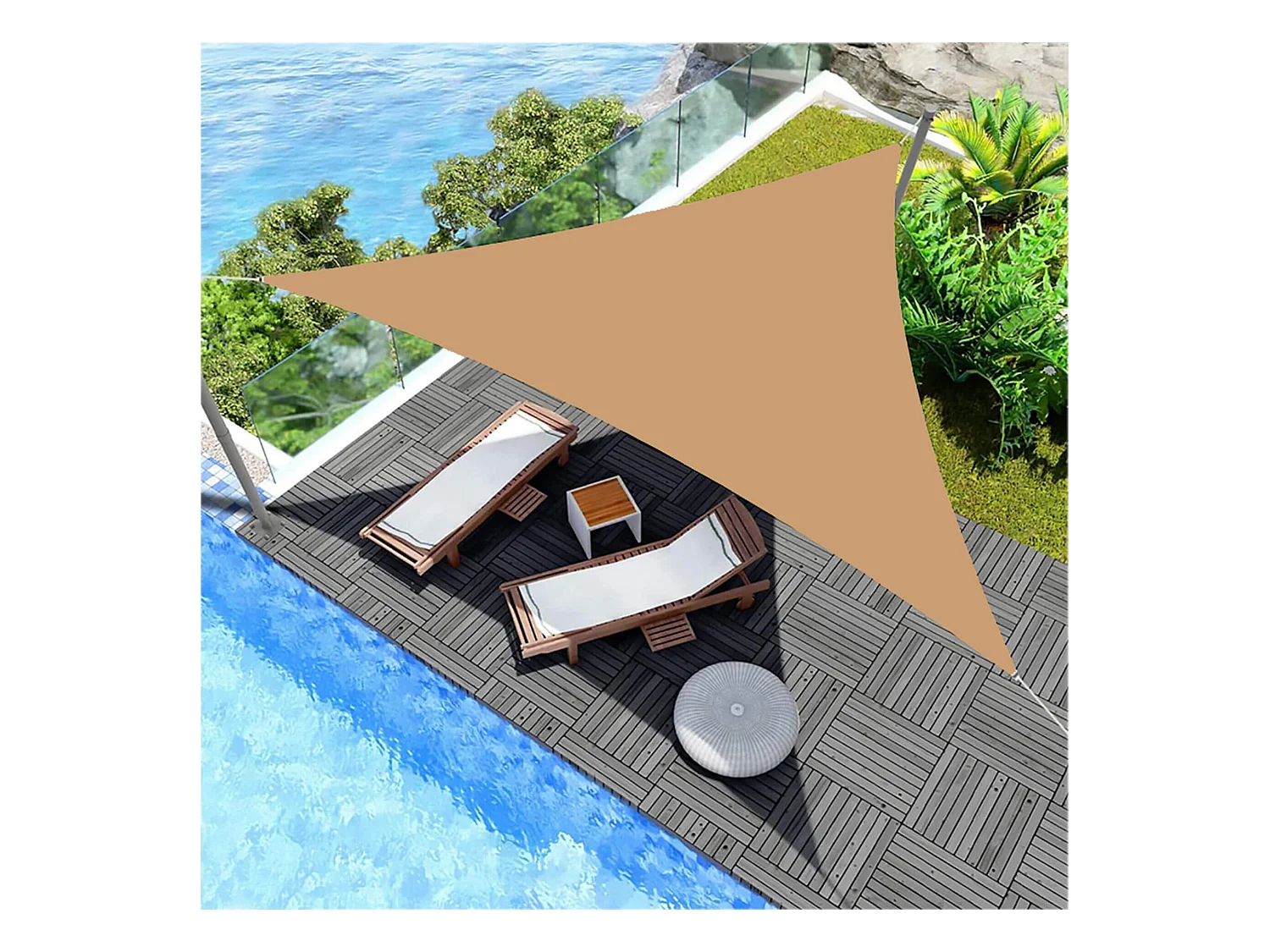 Voile d'ombrage Mopane 360x360x360 Polyester Imperméable Acier Beige Foncé
