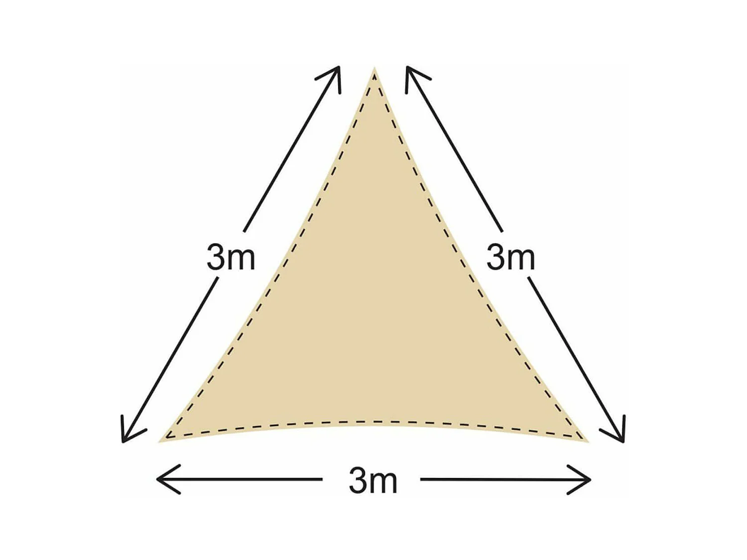 Tenda a Vela Rebecca Mobili Totara 300x300x300 Poliestere Impermeabile Acciaio Bianco Crema
