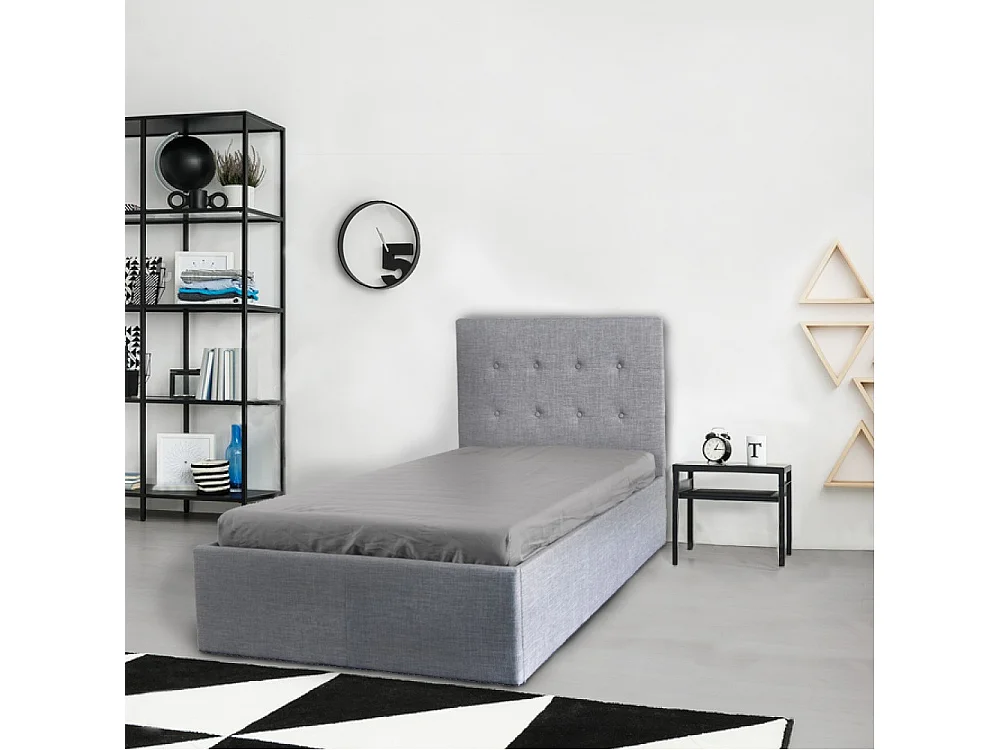 Lit coffre PARMA 90x190 + 1 sommier / Gris clair