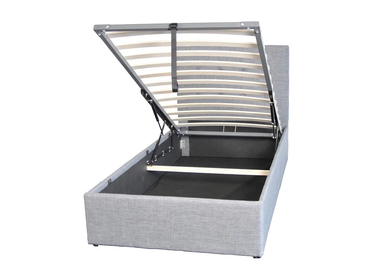 Lit coffre PARMA 90x190 + 1 sommier / Gris clair