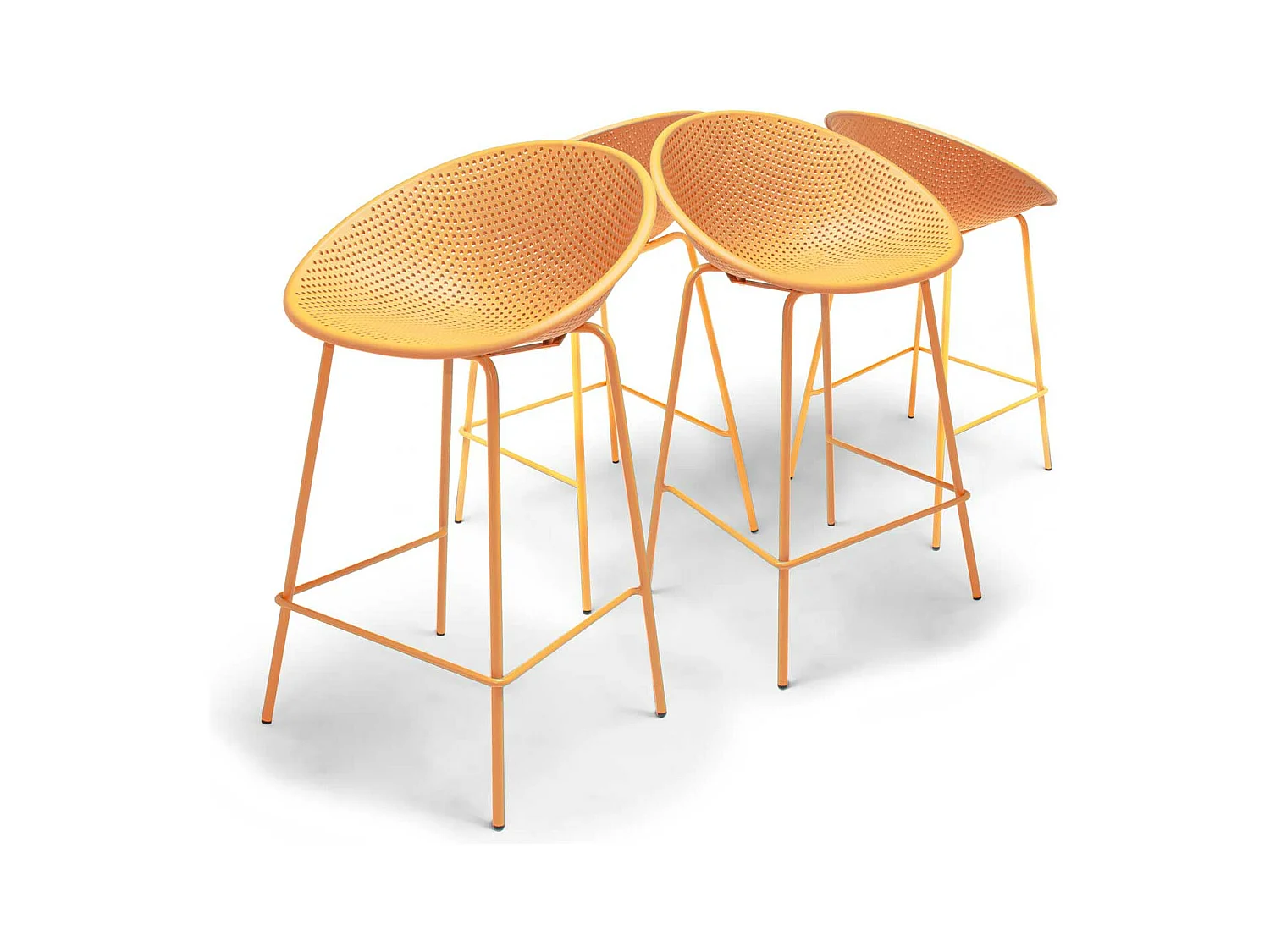 Rio - Lot de 4 tabourets de bar en PP style moderne pour intérieur design - couleur jaune