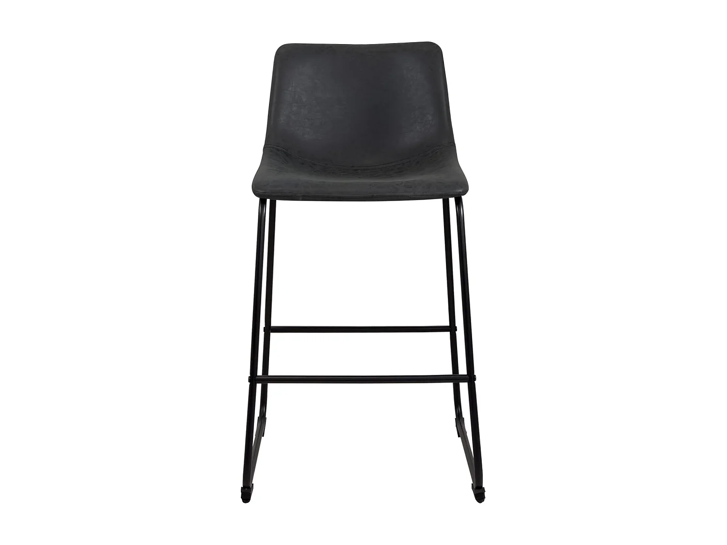 Lot 2 tabourets de bar industriels simili cuir effet vintage pieds métal HELIO 64 (noir gris)