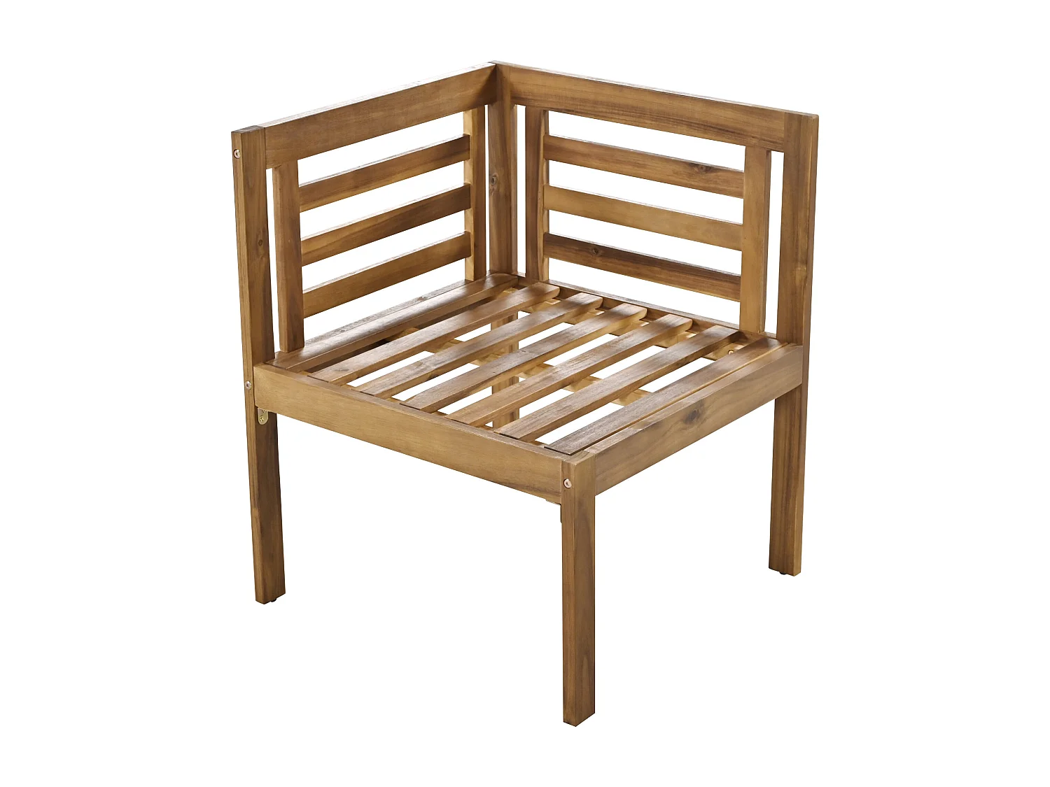 Salle à manger de jardin en bois 8 places - Table + 2 canapés d'angle + 3 poufs - meubles de patio - coloris: gris + marron