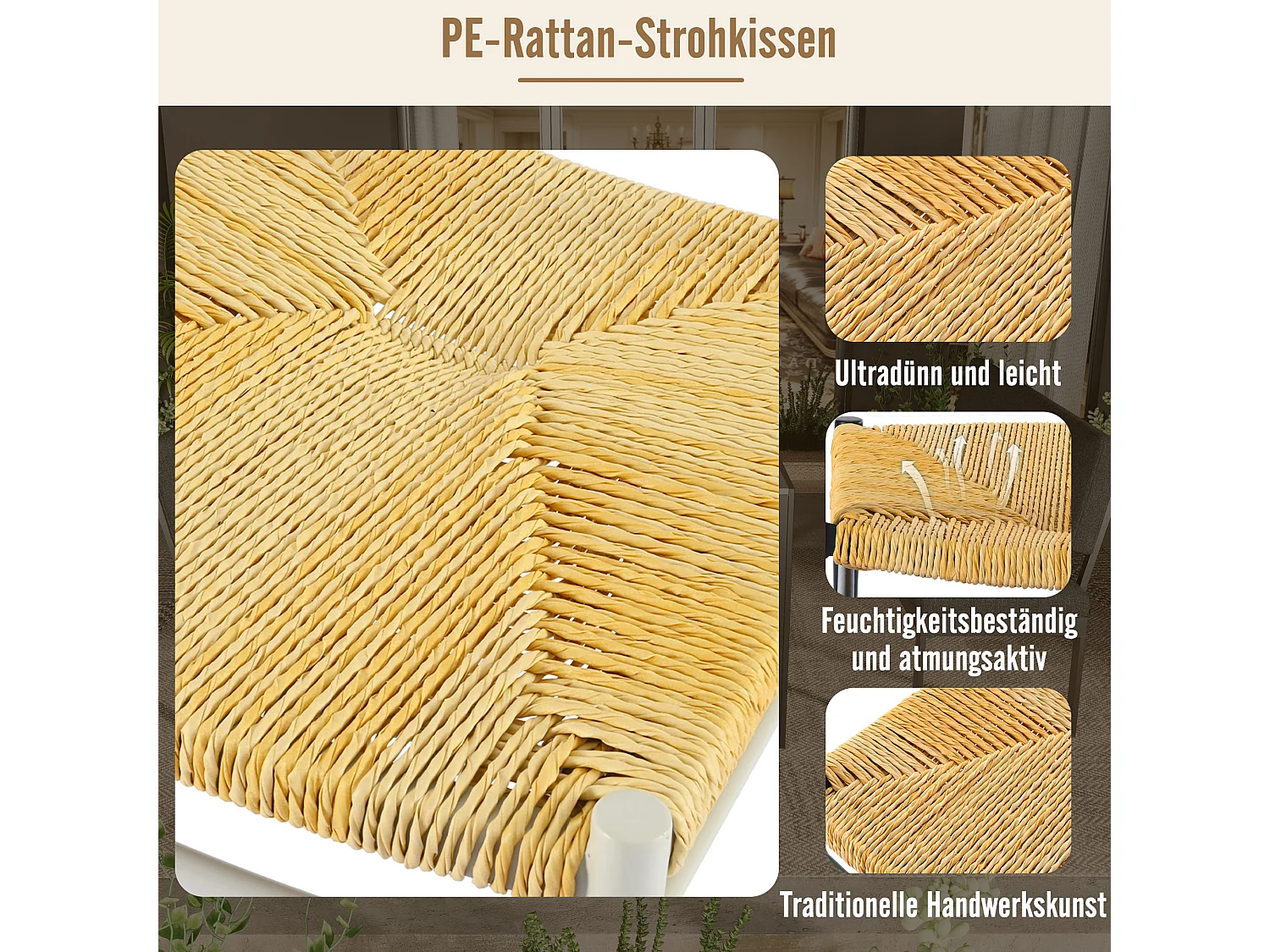 2-zits tuinmeubelen in aluminium en PE rotan - 2 stoelen en een tafel - wit