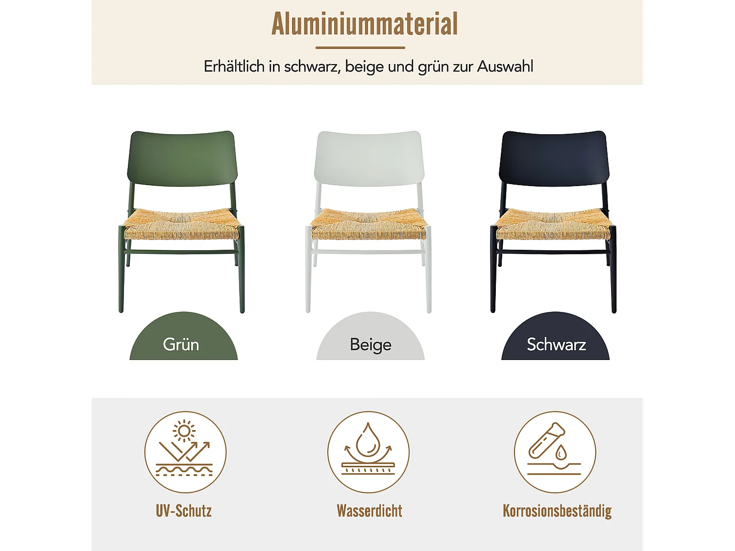 Salon de jardin 2 places en aluminium et rotin PE - 2 chaises et une table - blanc