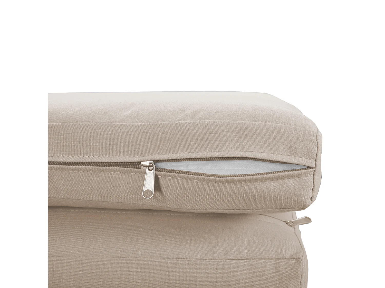 Ensemble salon de jardin d'angle en aluminium 5 places - 2 canapés modulables + 1 pouf + 2 tables basses - Blanc