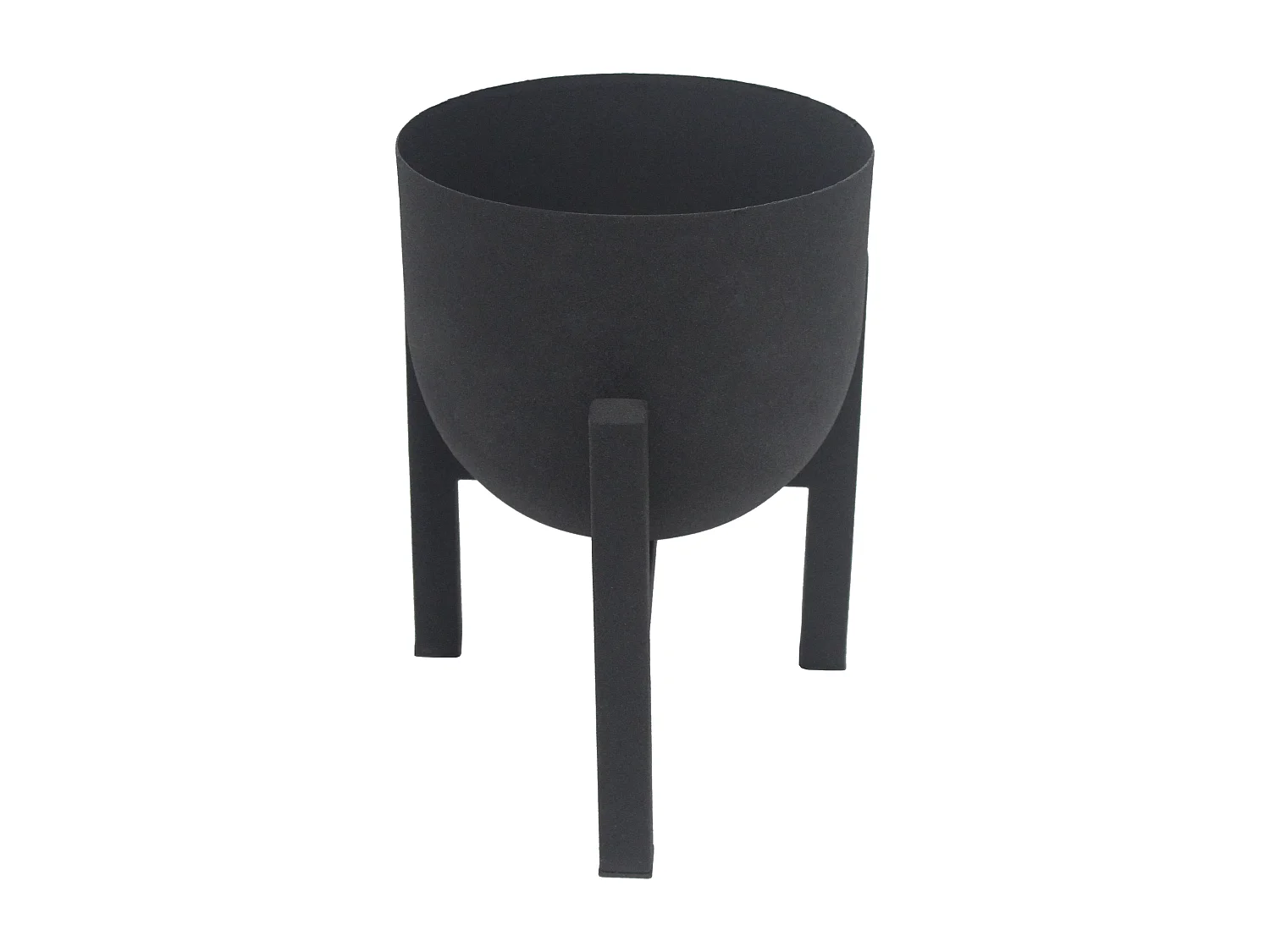 Cache-pot sur pied en métal - D. 18 x H. 25.5 cm - Noir mat - ZARIWI