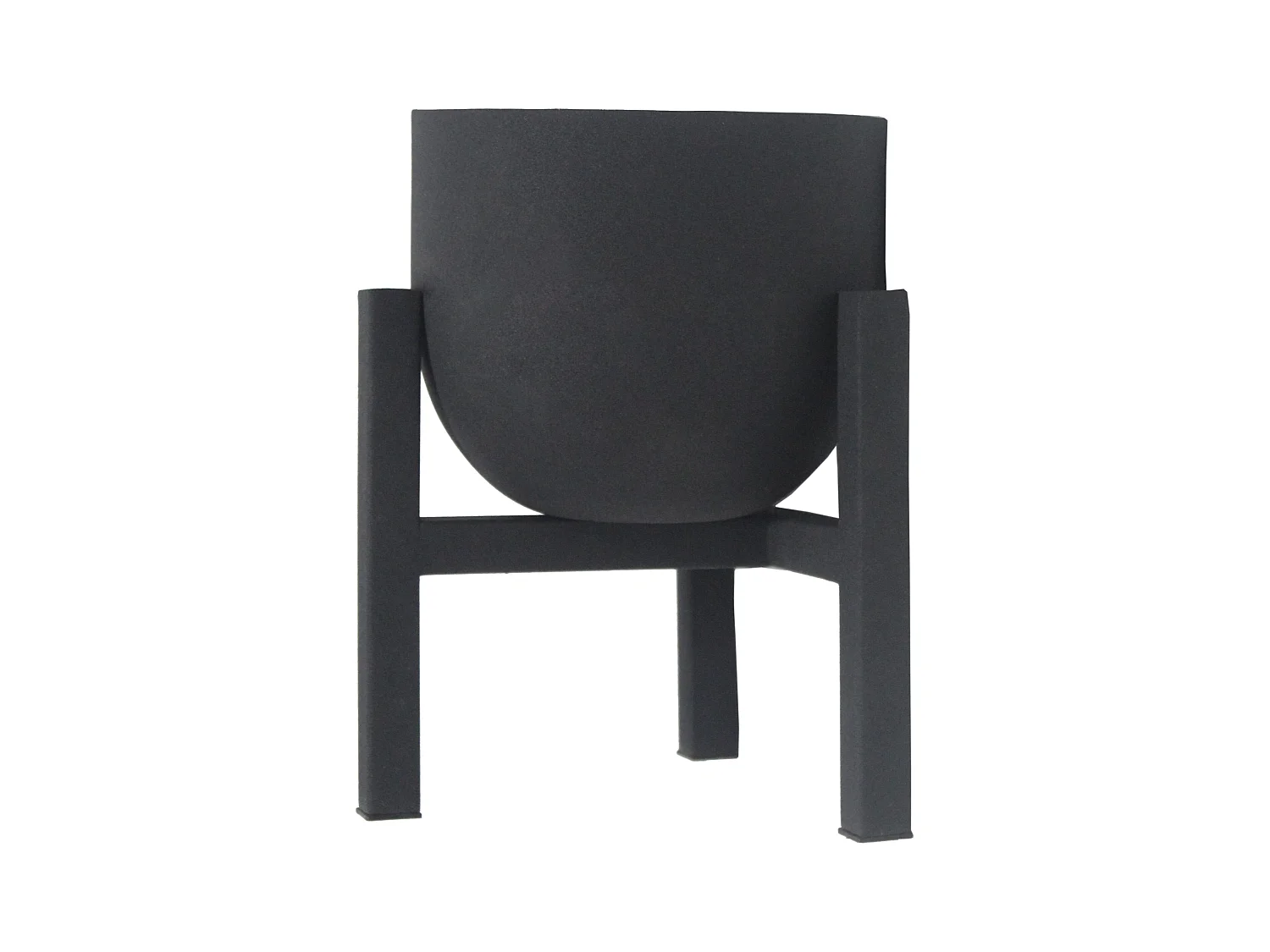 Macetero de pie de metal - D. 18 x Alt. 25,5 cm - Negro mate - ZARIWI