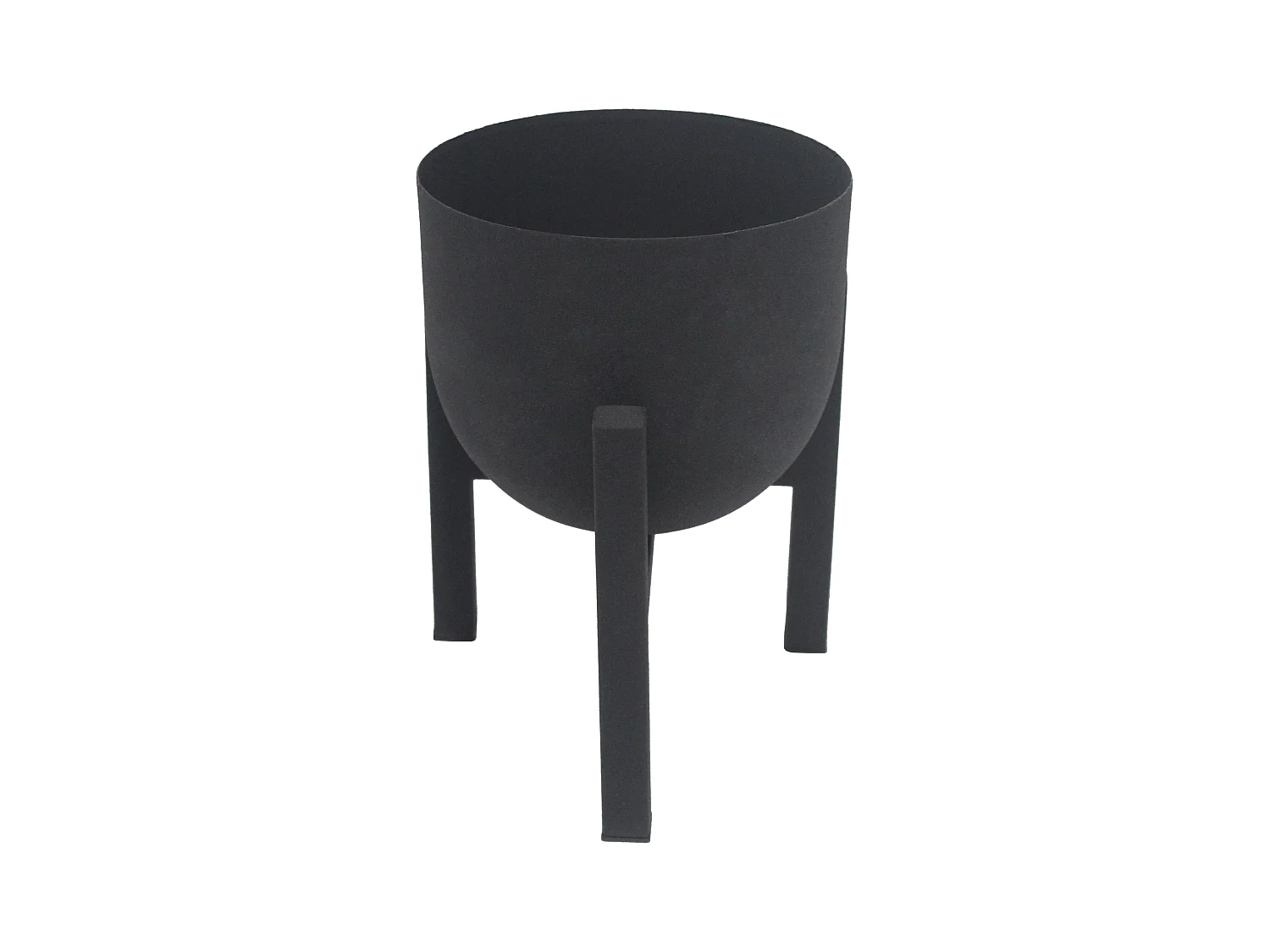 Macetero de pie de metal - D. 18 x Alt. 25,5 cm - Negro mate - ZARIWI