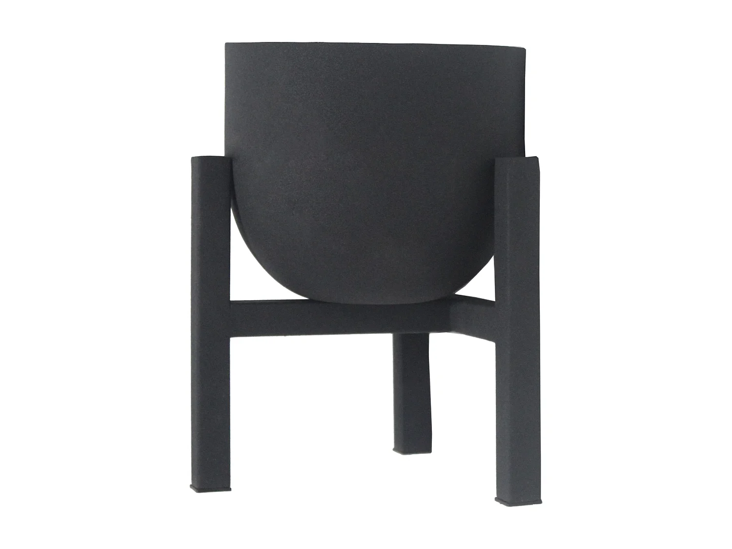 Cache-pot sur pied en métal - D. 18 x H. 25.5 cm - Noir mat - ZARIWI