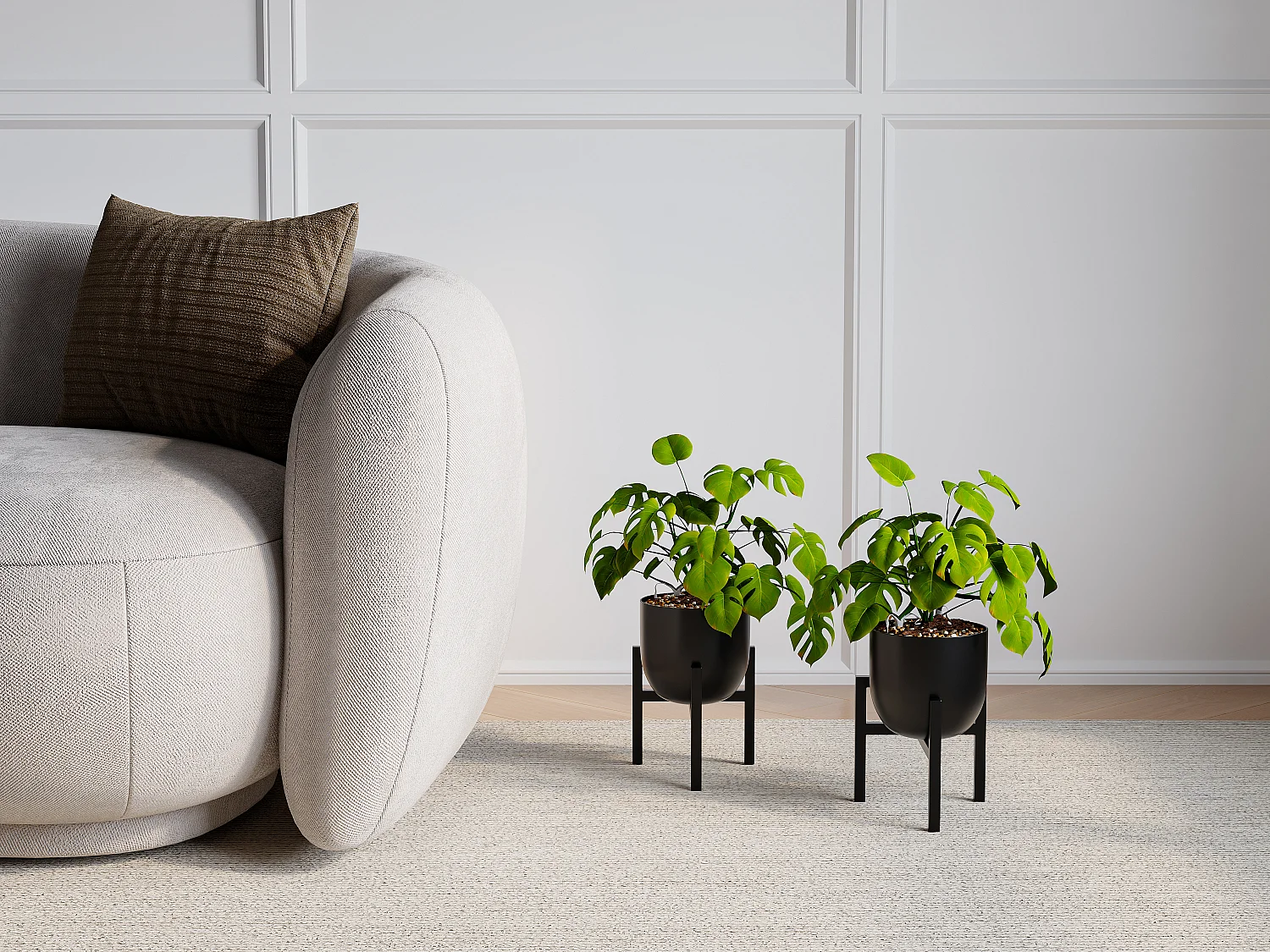 Cache-pot sur pied en métal - D. 18 x H. 25.5 cm - Noir mat - ZARIWI