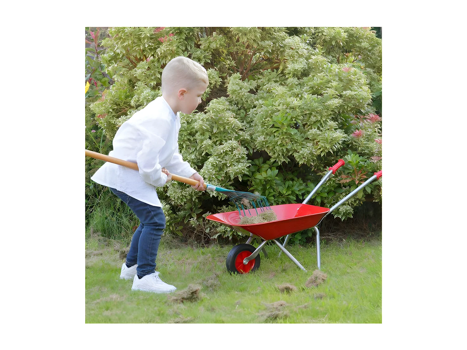 Brouette enfant métal rouge
