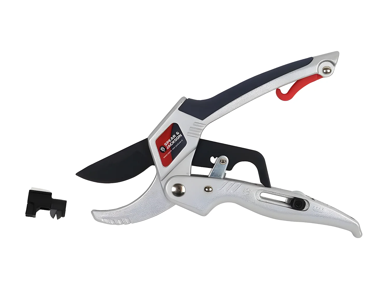 Sécateur à crémaillère 2 en 1 avec accessoires