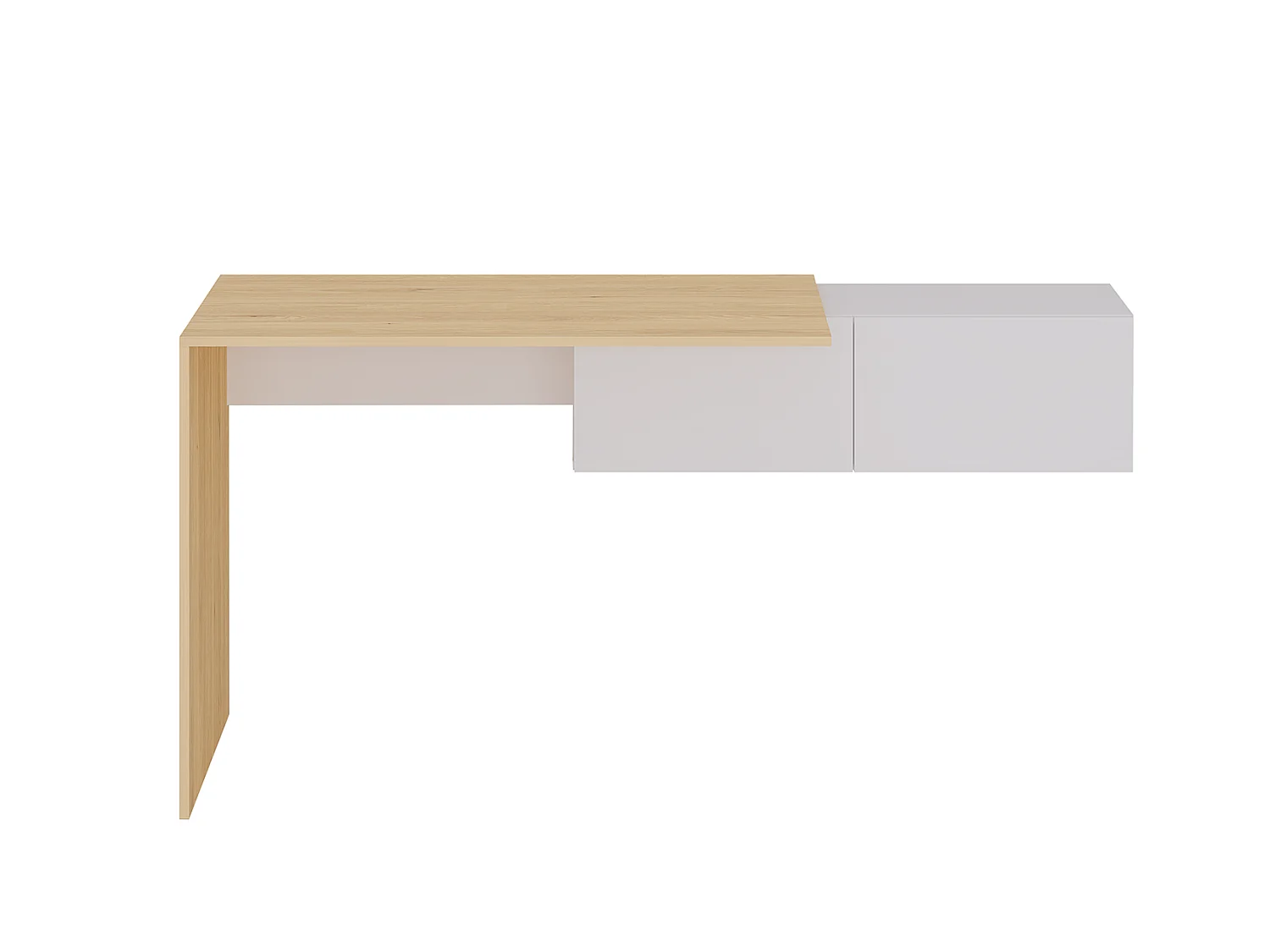 Bureau console suspendu avec 2 placards - Coloris : Naturel et blanc - MOLAWA