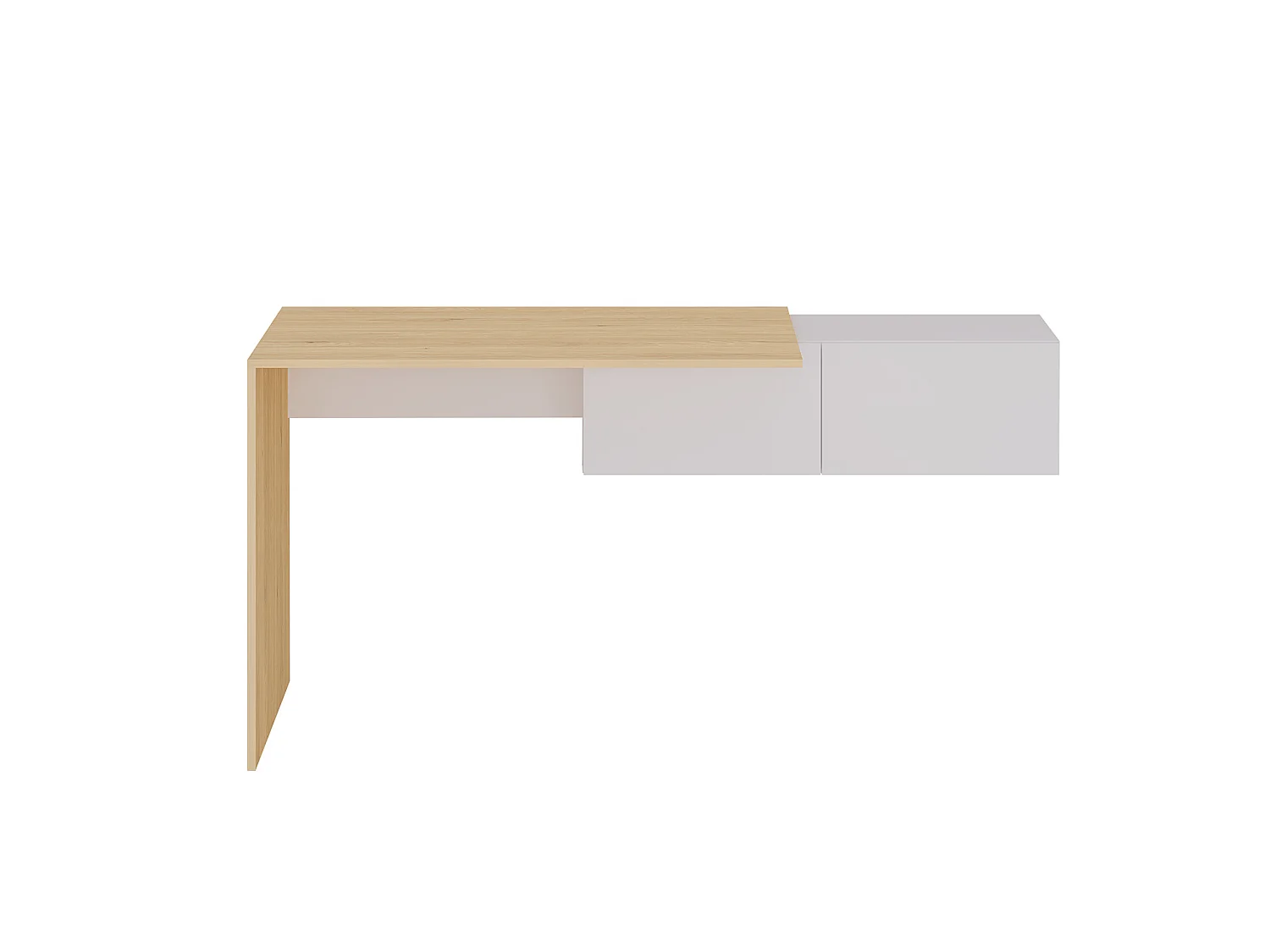 Hangend consolebureau met 2 kasten - Kleur: naturel en wit - MOLAWA