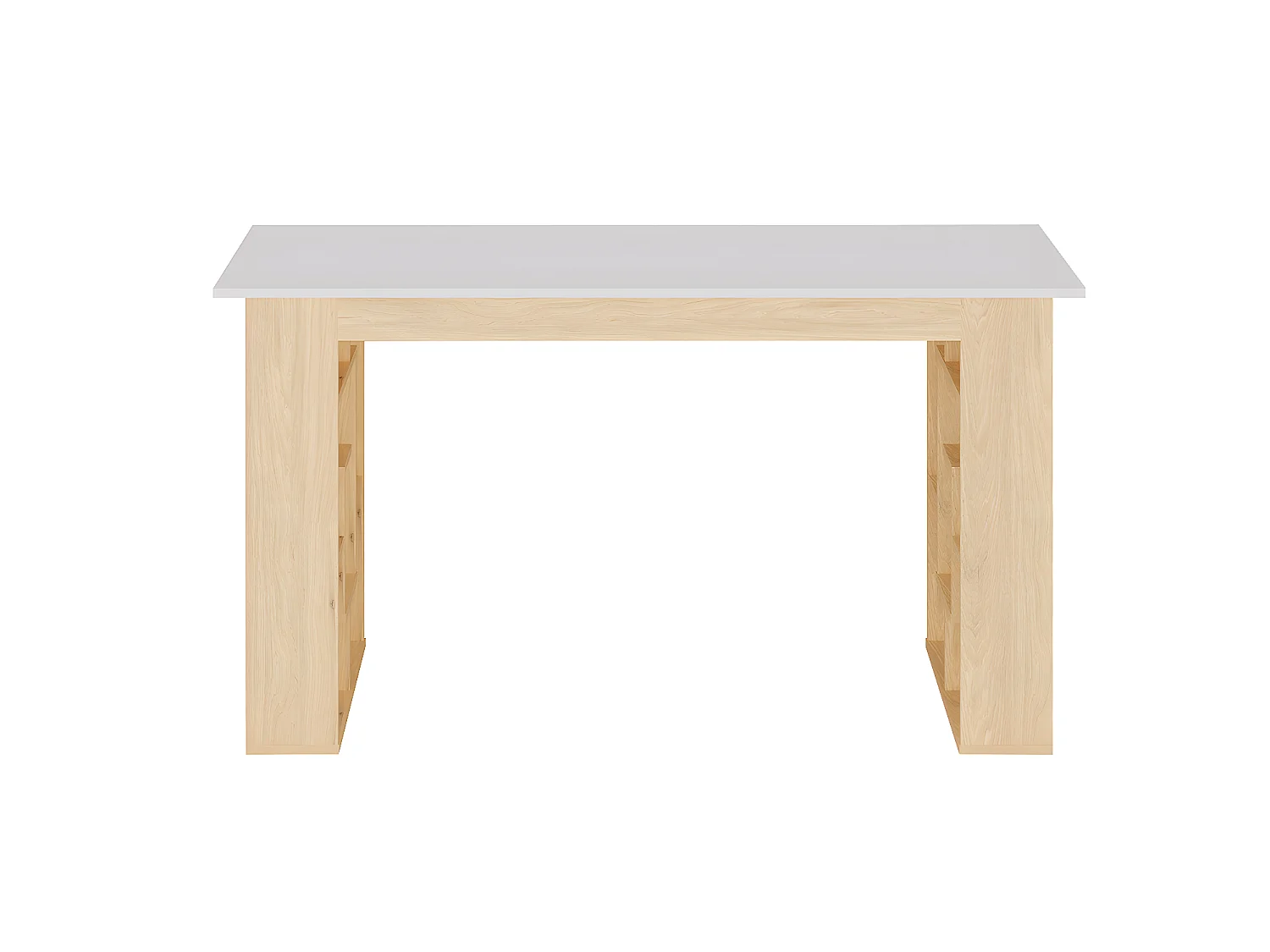 Bureau avec 10 étagères - Coloris : Naturel et blanc - JOVISO