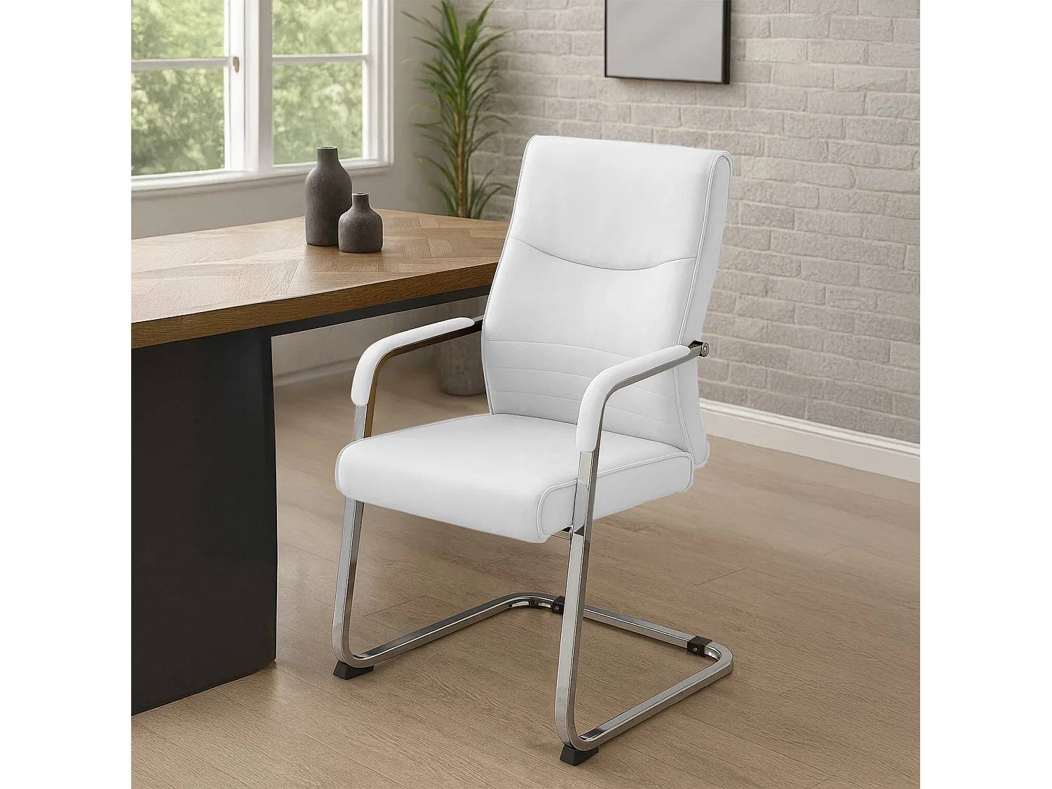 Lot de 2  chaises oscillantes - Similicuir - Blanc - Hobart