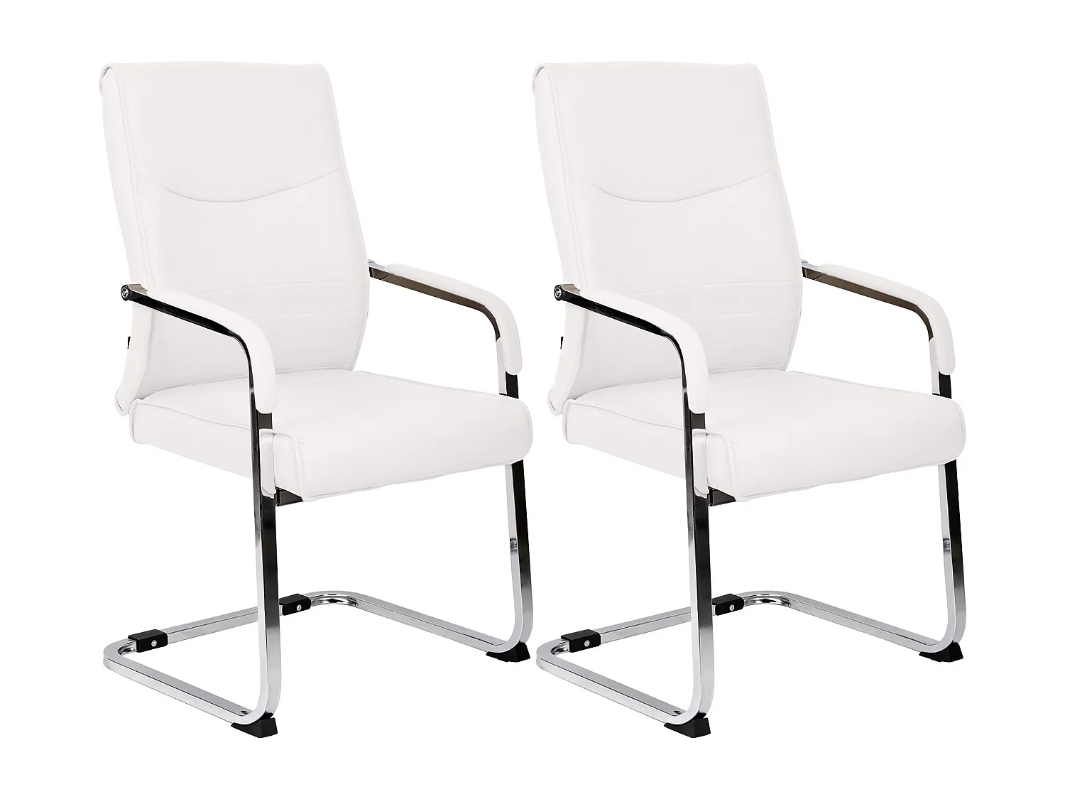 Lot de 2  chaises oscillantes - Similicuir - Blanc - Hobart