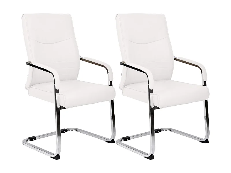 Lot de 2  chaises oscillantes - Similicuir - Blanc - Hobart