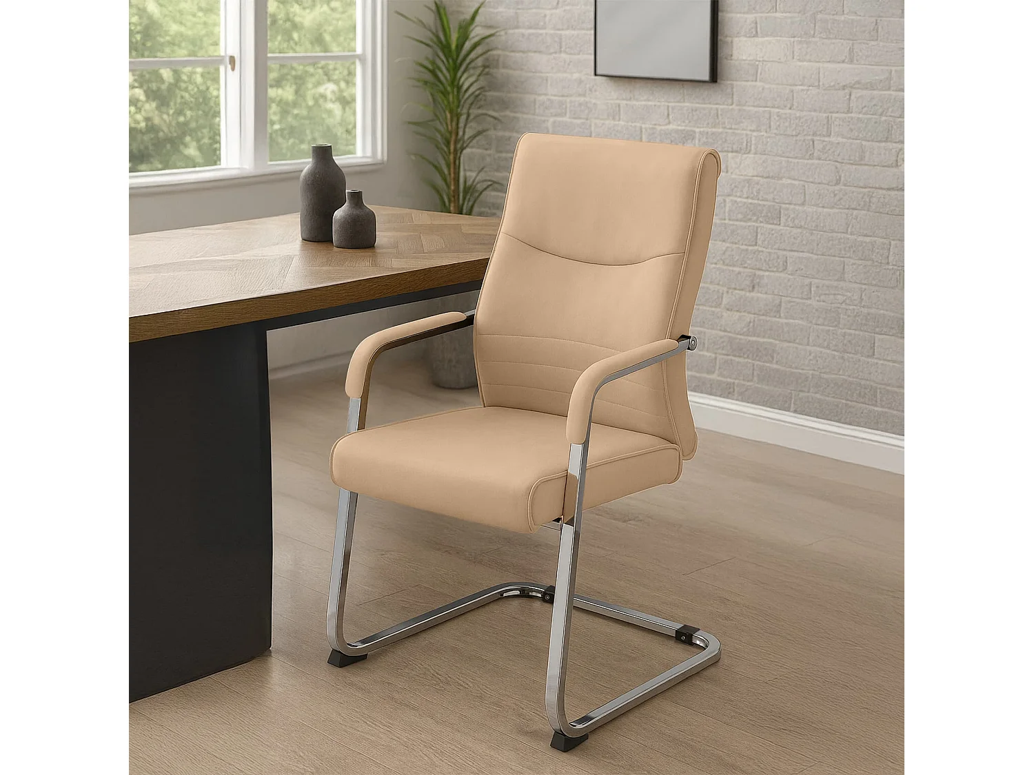 Lot de 2  chaises oscillantes - Similicuir - Kaki - Hobart