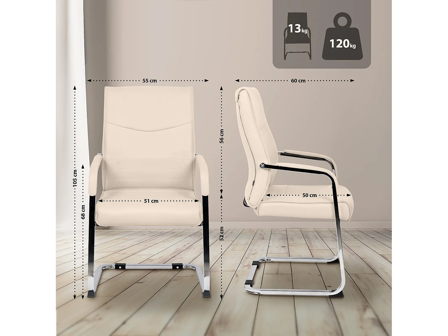 chaises oscillantes - Similicuir - Crème - Hobart